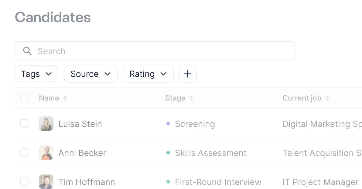 Search and filter view
