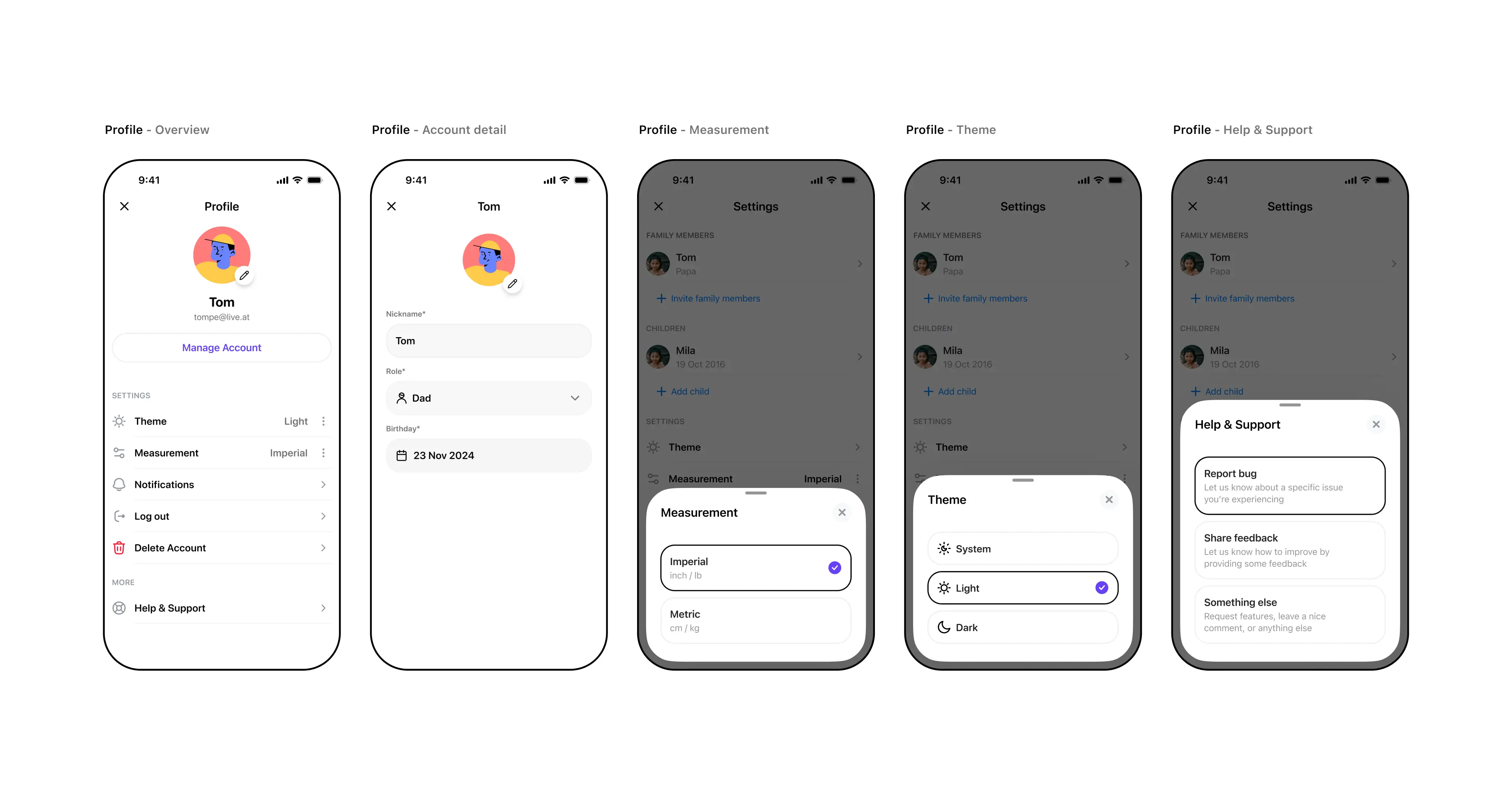 Profile settings