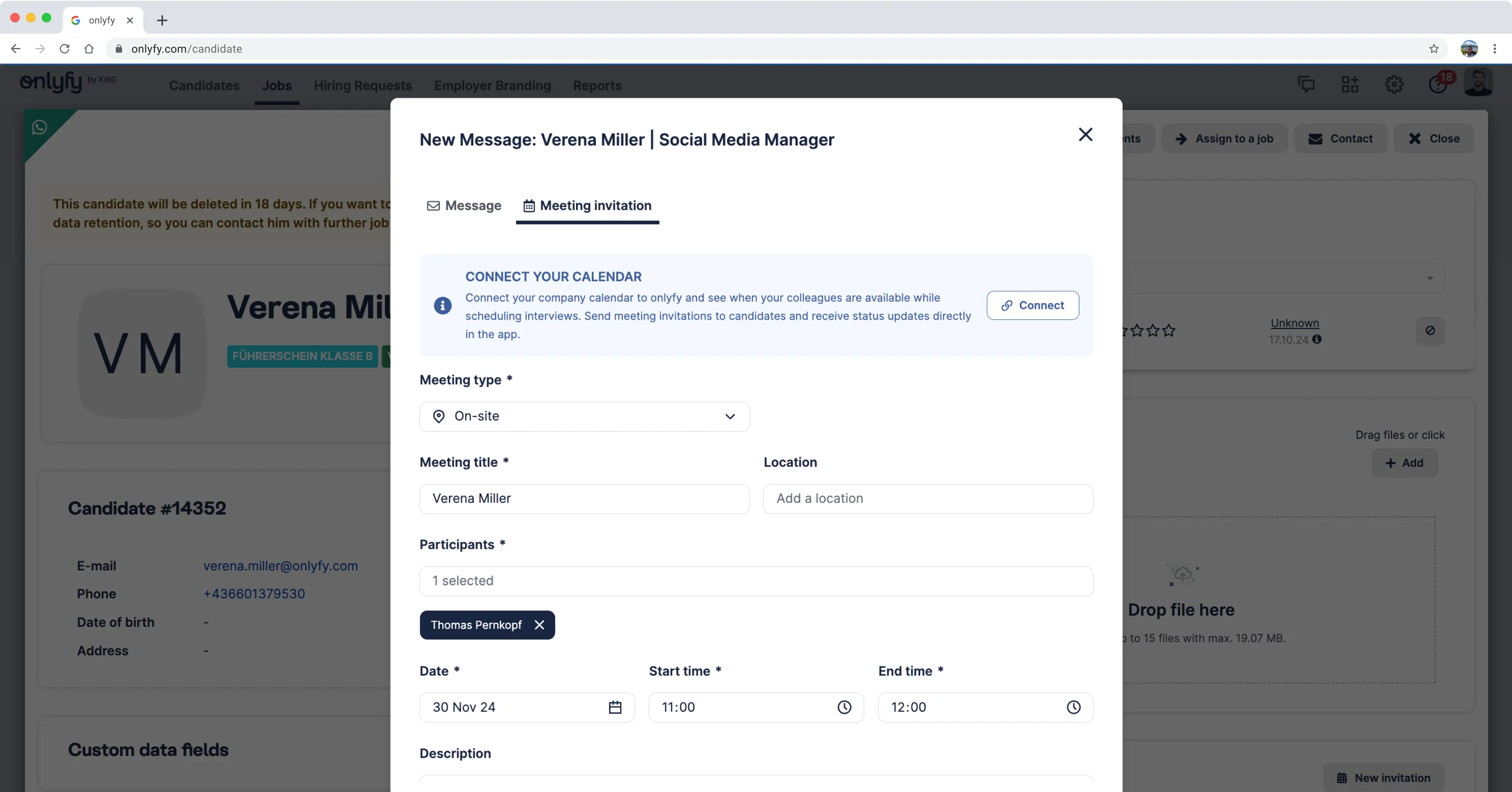 Step 1: Create the interview appointment